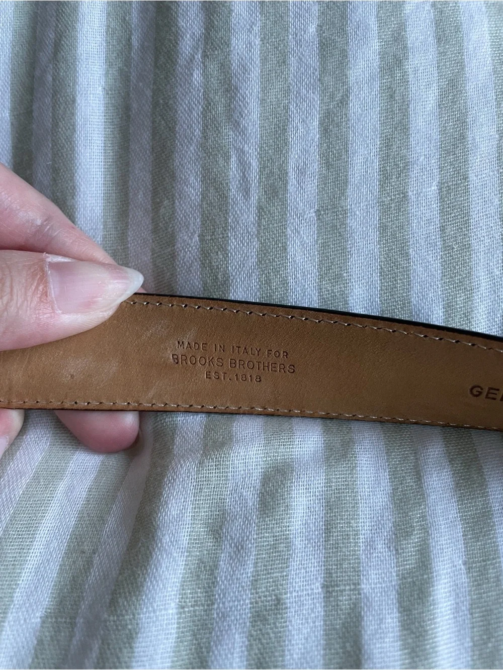 Brooks Brothers Navy Suede Gold Tone Horseshoe Buckle Leather Belt Size S Butter